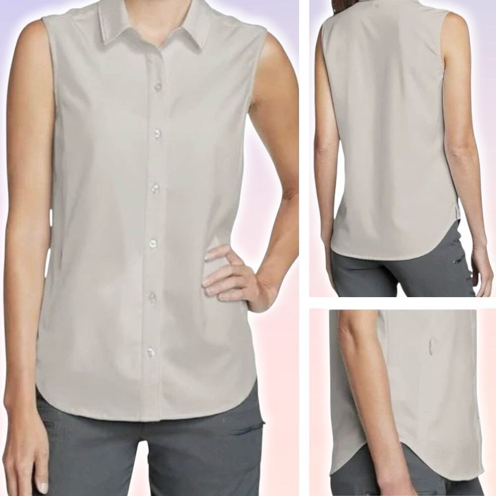 NWT EDDIE BAUER Women's Sleeveless Tech Shirt Sz Medium Gray